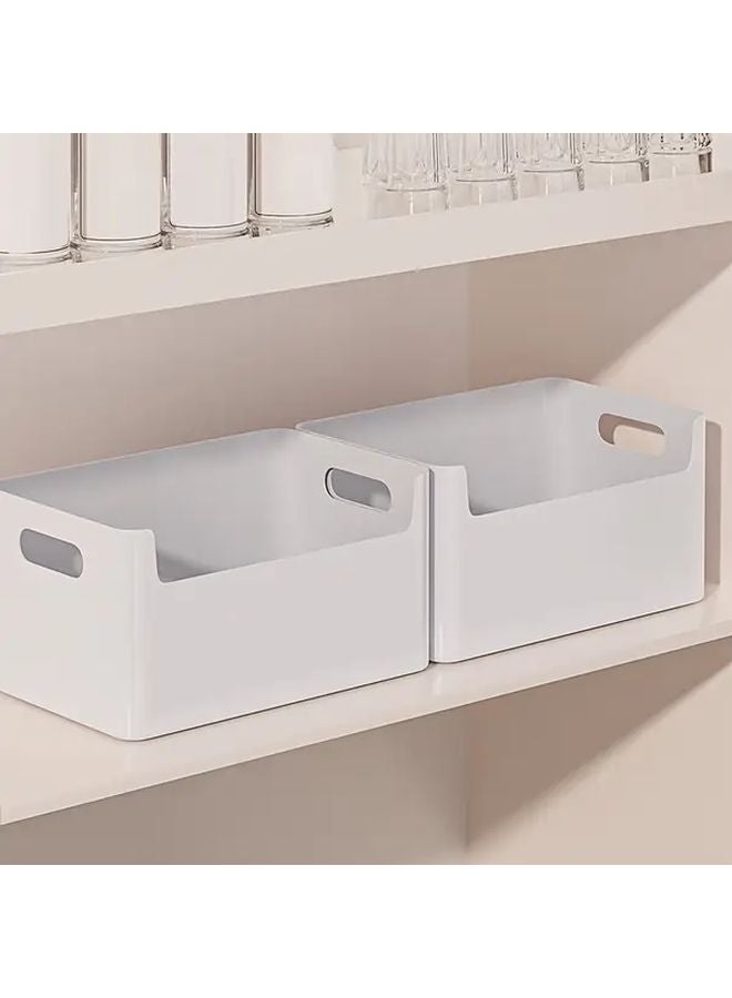 White 7pcs Heavy Duty Plastic Storage Bins Stackable Organizers With Handles - Image 3